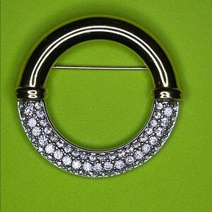 Vintage Swan Mark Swarovski Gold/Silvertone clear crystal 1 1/2 pin Brooch